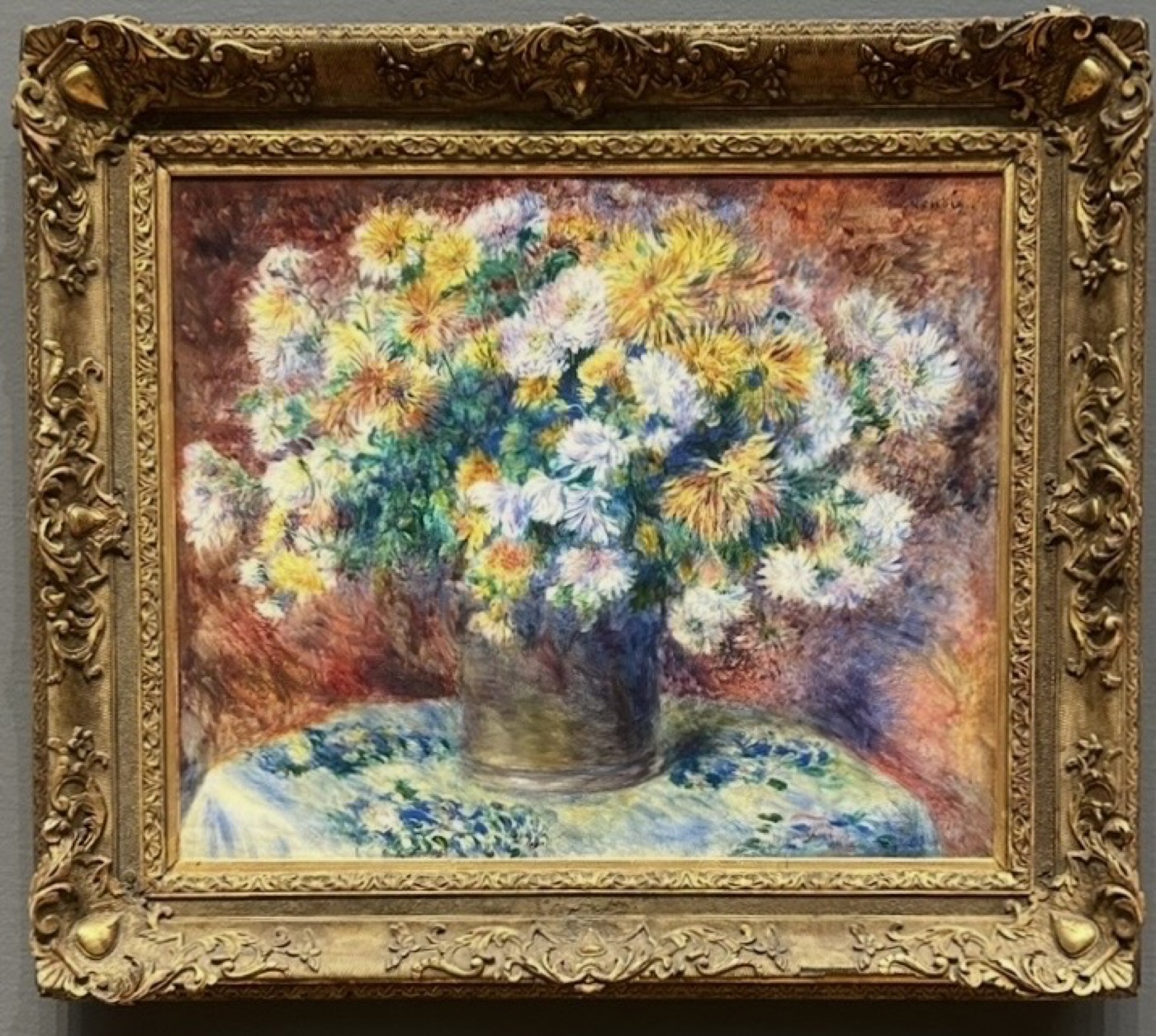 Renoir's Chrysanthemums in a gold frame